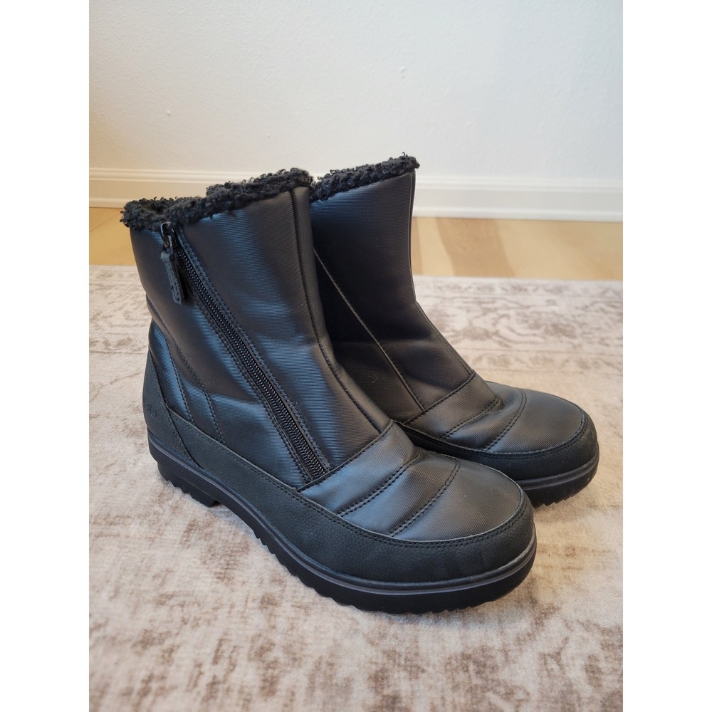 JBU Snowbound Faux Fur Winter Boots Women's 7.5M Black Waterproof Zip Ankle